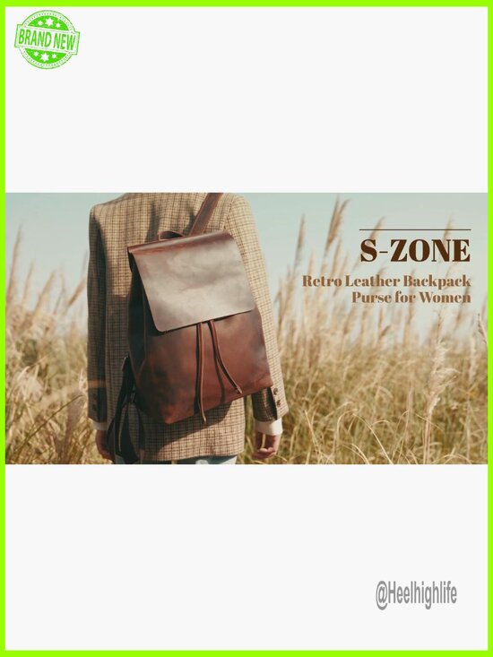 Genuine Leather Backpack Purse with Luggage Sleeve, Travel Daypack